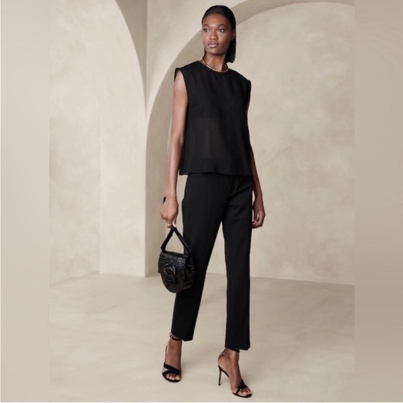 NWT! Banana Republic Black Siena Slim Wool Ankle Pant -...